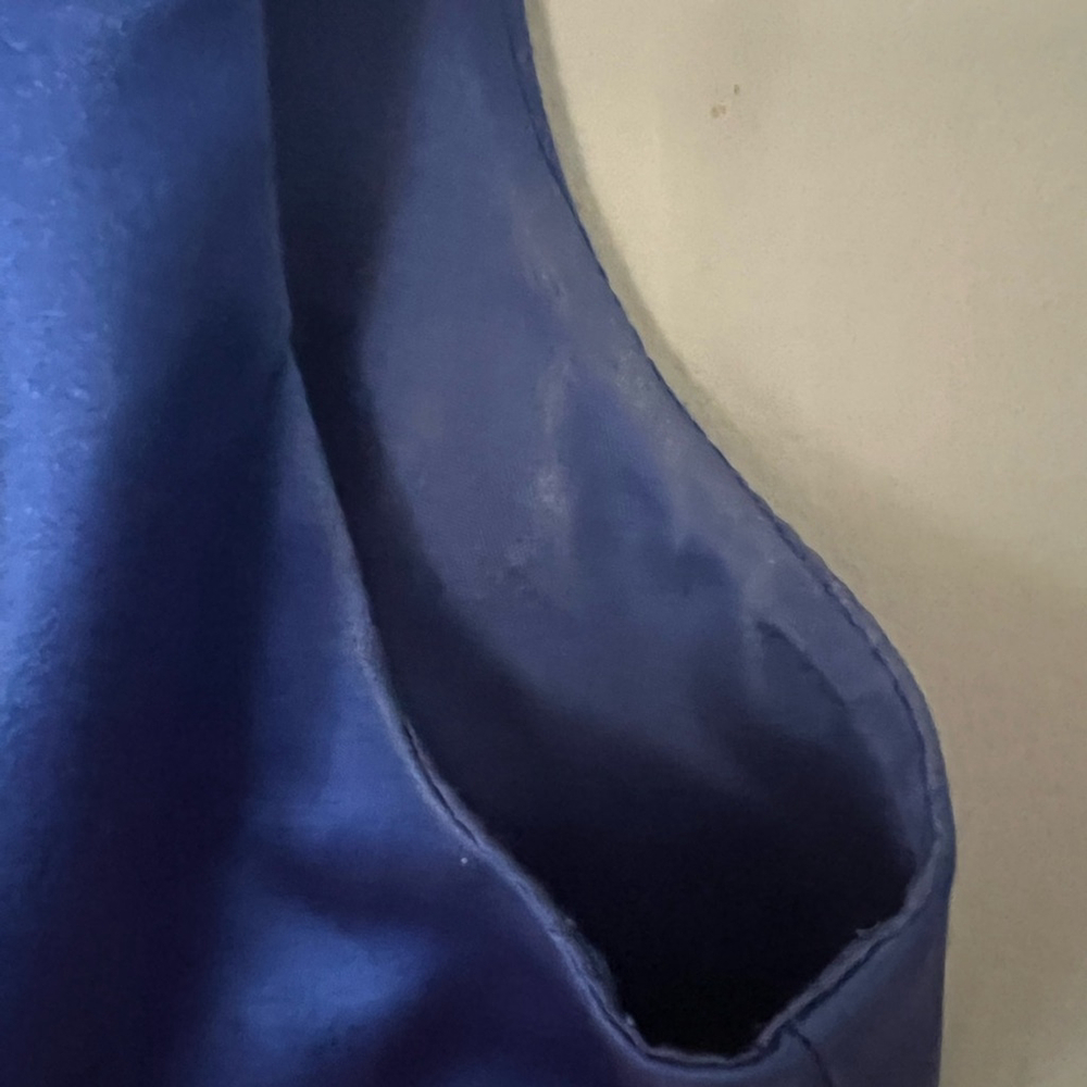 Trina Turk Blue Ruched One-Shoulder Cocktail Dress. New Year Holiday Event - Picture 7 of 7